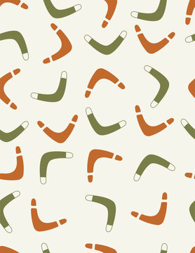 abstract boomerang seamless pattern in retro earthy colors vector illustration