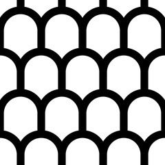 Japan traditional ethnic embroidery ornament with repeated scallops. Fish scale. Repeat scallop background. Seamless surface pattern design with scales. Ancient japanese sashiko uroko motif. Squama. © funkyplayer