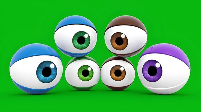Collection of Cartoon Eyeballs with Different Colors and Expressions.