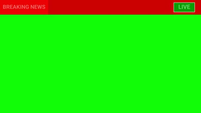 Breaking news green screen video with red banner and live text