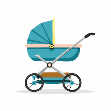 Blue Baby Stroller Illustration