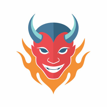 Devil Face with Flames Icon