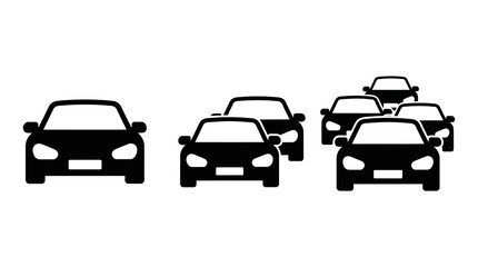 Fototapeta premium Car icons set representing individual transport and traffic congestion