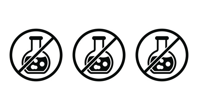 No chemical substance icons with chemical prohibited substance laboratory