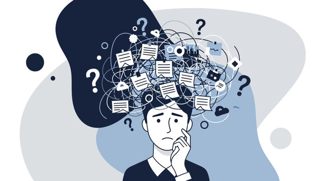 Man with confused thought process.