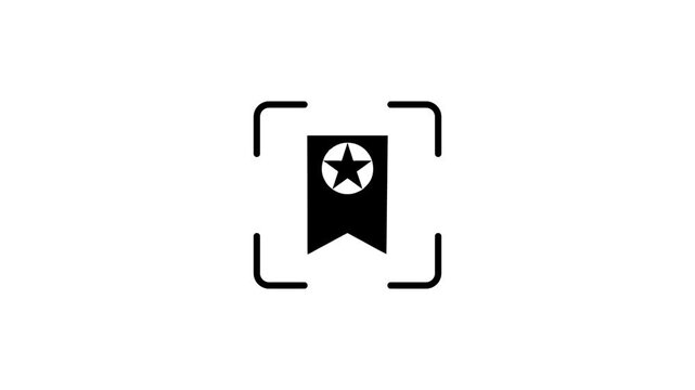 Digital scan of bookmark icon in scanner frame with green light effect.