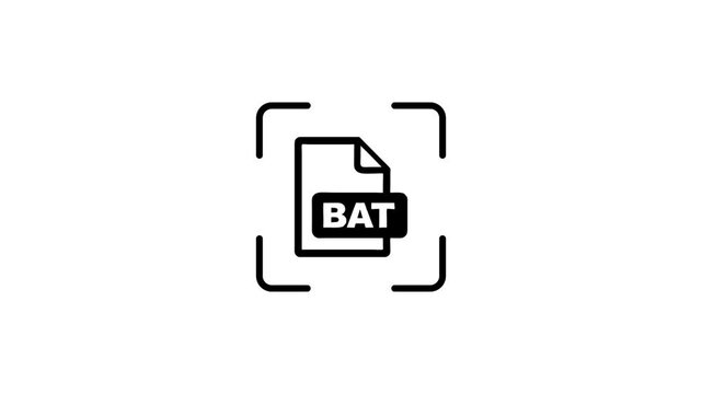 Bat file scanning animation showing digital data verification process with glowing green light laser in motion.