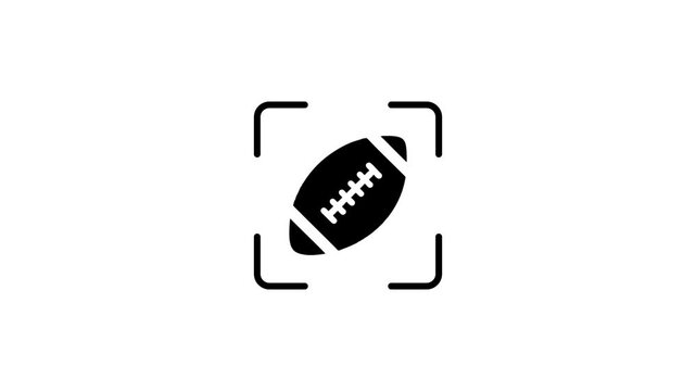 American football ball graphic animation scanning with green laser beam in viewfinder.