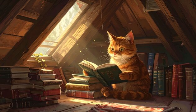 Cat reading