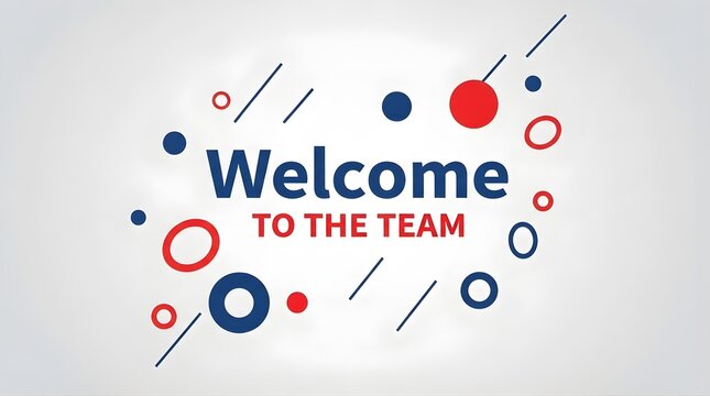 Welcome to the team typography banner with abstract geometric shapes for corporate onboarding and new employee greeting on light background for business communication and professional environment