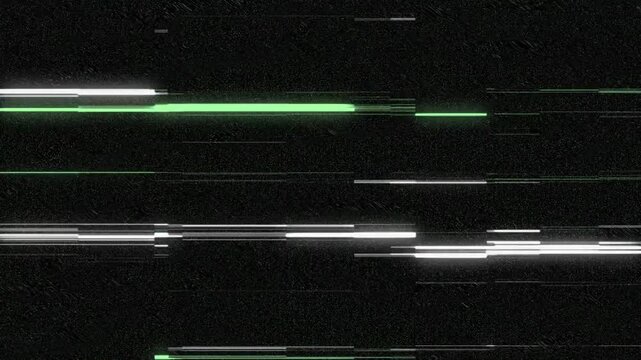 Green digital glitch lines with static noise and futuristic cyber screen distortion overlay for video editing
