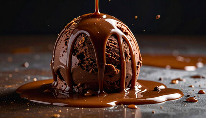 Rich chocolate ice cream drizzle