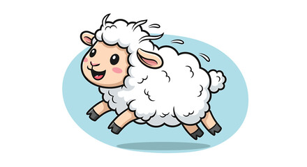 Obraz premium Happy Cartoon Sheep Running Freely.