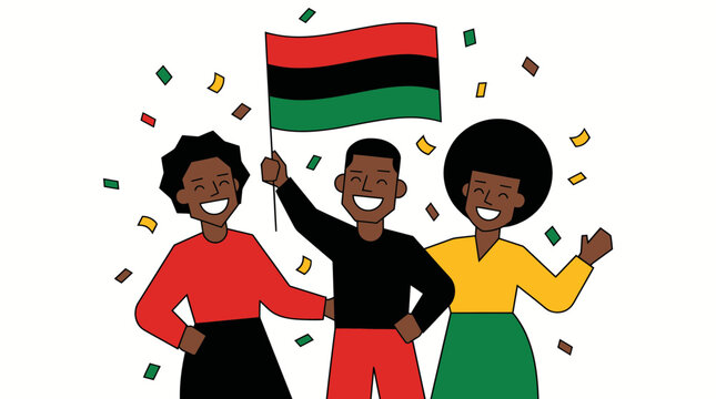 Juneteenth Celebration with People Holding Flag