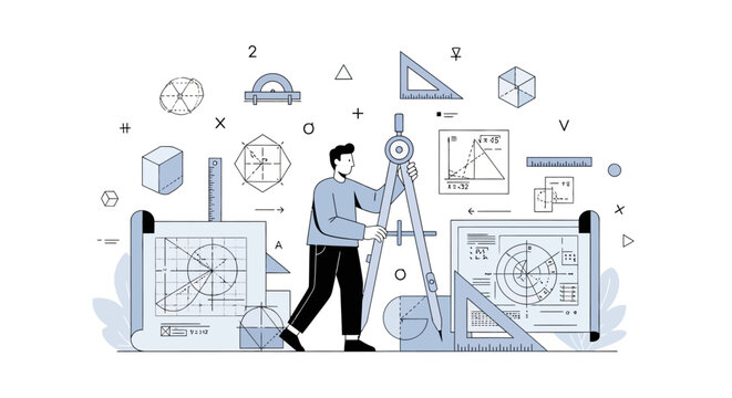 Man working with engineering tools.