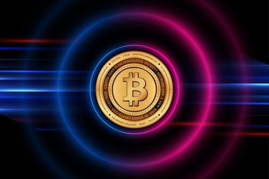 Bitcoin-BTC cryptocurrency logos drawings on digital background.