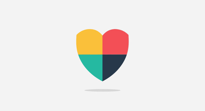 Colorful heart symbol with four sections