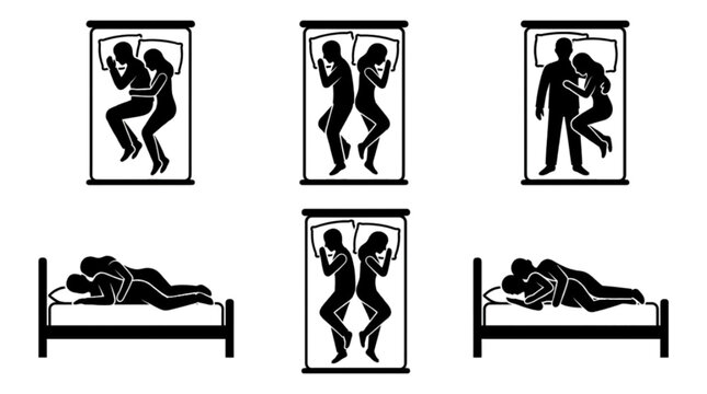 Couples sleeping positions silhouettes intimate partner postures in bed