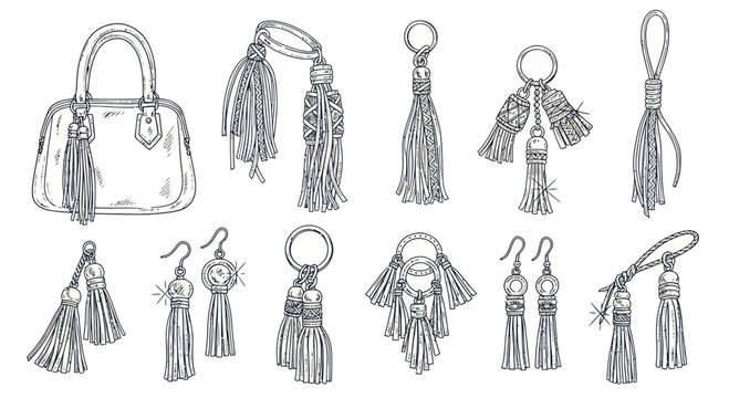 Handbag Charms, Tassel Charms, Jewelry Charms, Sketch Collection