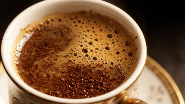 Turkish Coffee Grounds Settling Pattern Macro
