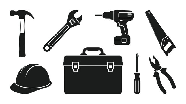 Construction Tools Silhouette Vector Set Collection
