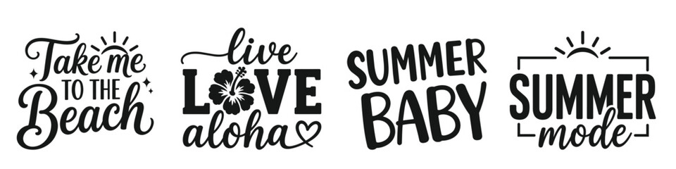 Summer beach vibes and aloha quotes with artistic lettering vacation tropical © image exclusive