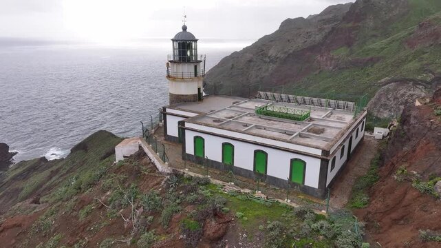 Punta de Anaga Lighthouse where the Anaga mountain range meets the ocean. Tenerife. Canary Islands.