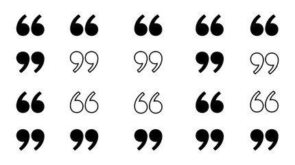 Fototapeta premium Collection of quotation mark symbols in various typographic styles and weights