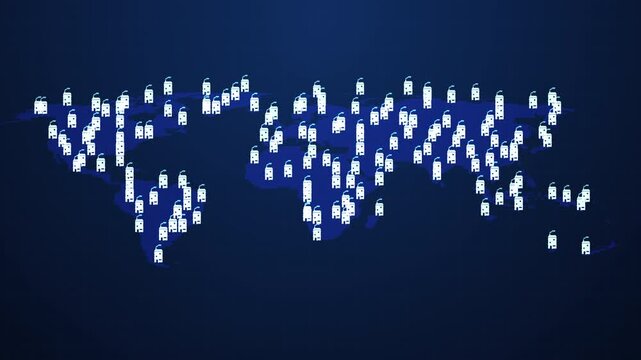 Global network Real Estate populating a digital world map.