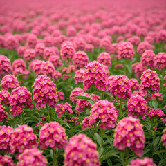 Obraz premium Vibrant field of pink flowers in full bloom.