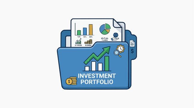 Investment Portfolio: A concise depiction of financial growth, visualized through a portfolio, showcasing a rising graph, illustrative of successful investments and sound financial planning.