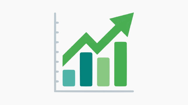 Financial Growth Chart: A visual representation of business growth, featuring a rising green arrow superimposed over a bar chart, symbolizing progress and upward movement.