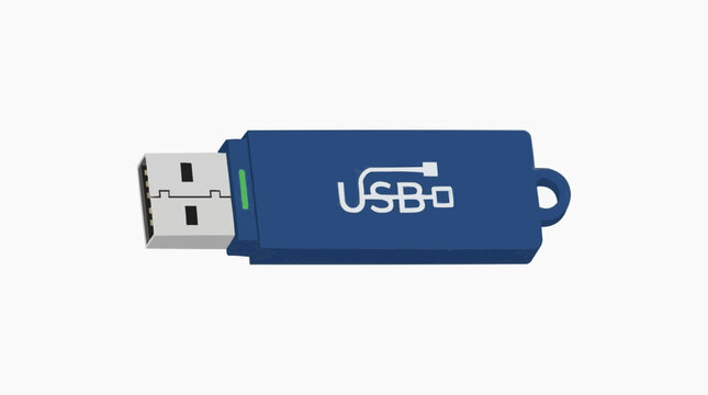 Digital Storage Device: A modern, sleek USB flash drive, poised as a symbol of digital data storage and portability, embodying the essence of contemporary technology.