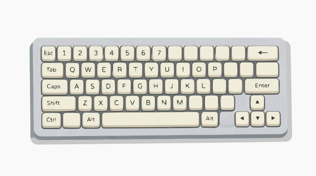 Keyboard: A high-angle perspective showcases a modern keyboard with ivory keys, offering a sleek and functional design for efficient typing and input.