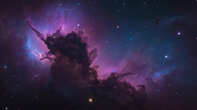 Mystical purple nebula with glowing stars dark cosmic cloud galaxy star cosmic cloud purple