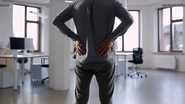 Businessman Suffering from Back Pain in Office