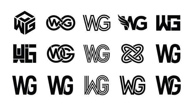 Wg monogram logo collection: creative lettermark variations with monogram lettermark alphabet initials identity typography creative abstract collection variation stylized business branding
