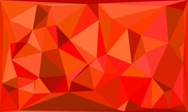 Abstract geometric background with vibrant red and orange low poly triangular shapes.