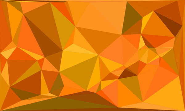 Warm orange and golden yellow low poly background with geometric triangular shapes for autumn themes.