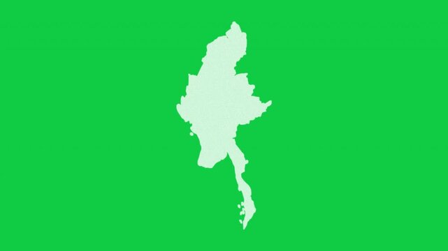 Myanmar static effect map pop animation green background
