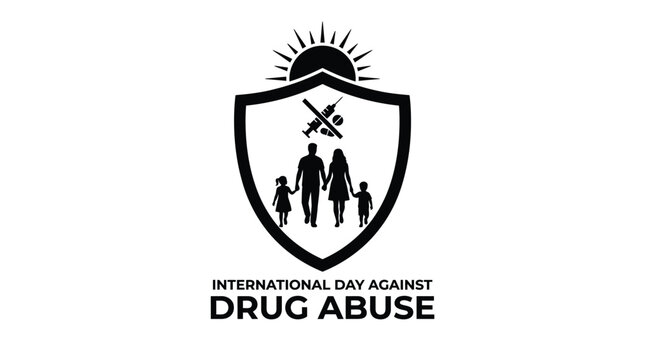 The family silhouette represents the fight against drug addiction.