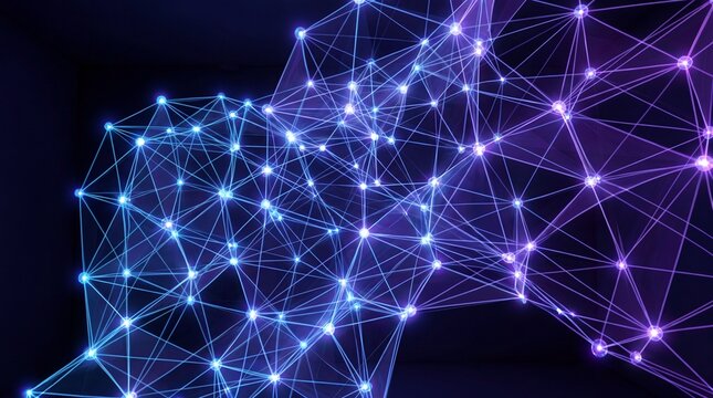 Network nodes form a complex digital structure representing interconnected data systems in cyberspace.