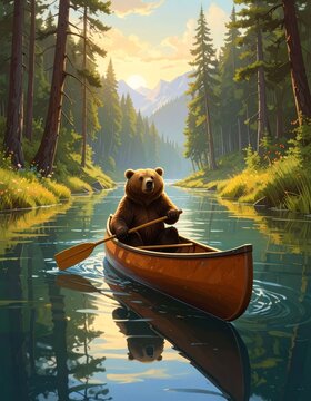 Bear in canoe