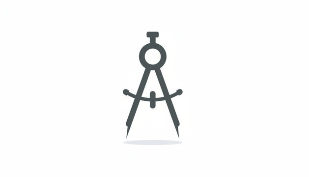 Triangle compass drafting tool icon with inner circle and measuring arms, clean flat vector style for design and engineering graphics