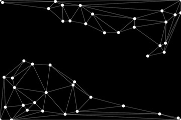 White polygonal mesh on black background representing futuristic global data transmission and dark web. © T25T