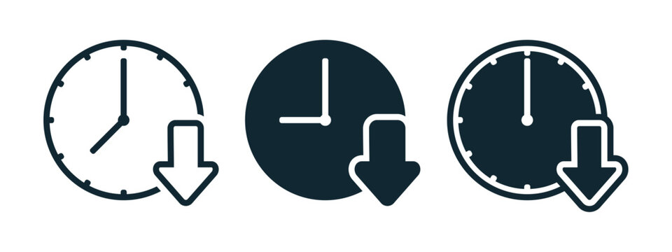 Download Speed Time Icon with Clock and Arrow Symbol. Vector Illustration Vector