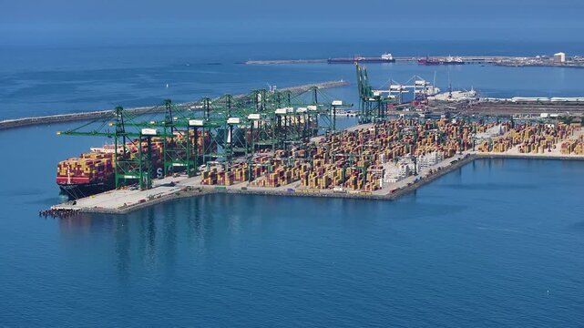 Cargo containers fill the port as freight operations continue amid global supply chain challenges