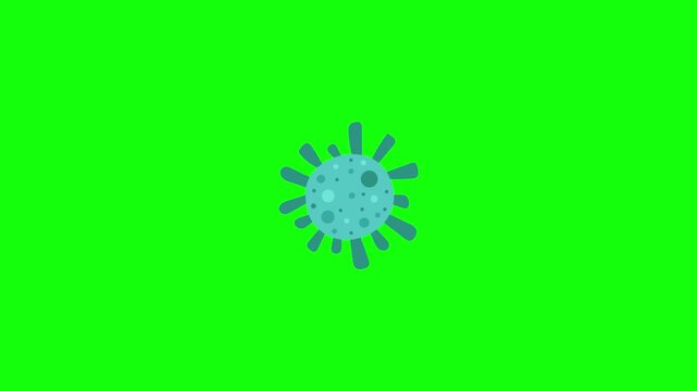Animated Blue Virus Cell Rotating and Pulsating on Green Screen Background for Medical Presentations