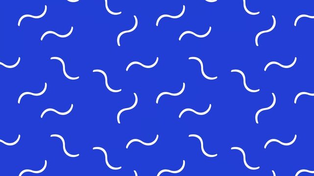 Abstract Wavy Lines Pattern set on a Vibrant Blue Background in a striking way Memphis pattern. High quality 4k footage