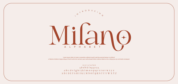 Milano Elegant alphabet letters font logo. Typography luxury classic lettering serif italic fonts decorative wedding vintage retro logos. vector illustration
